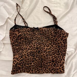 Edikted Leopard Print Camisole in Black and Brown